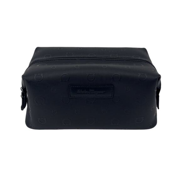 SALVATORE FERRAGAMO Gancini Embossed Toiletry Dopp Kit Bag in Black - Picture 7 of 13